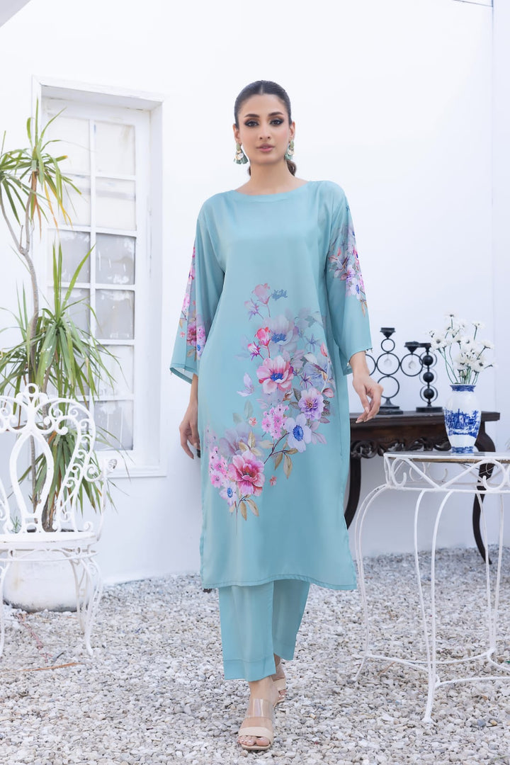 2PC- PRINTED SILK CREPE SUIT-STITCHED - Sania Shahzad Apparels
